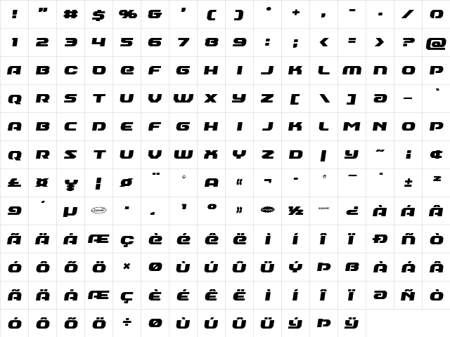 Annapolis Semi-Italic Semi-Italic  glyph index