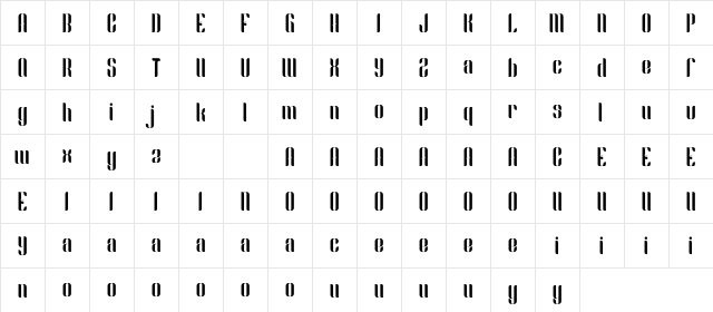 Slang Regular  glyph index