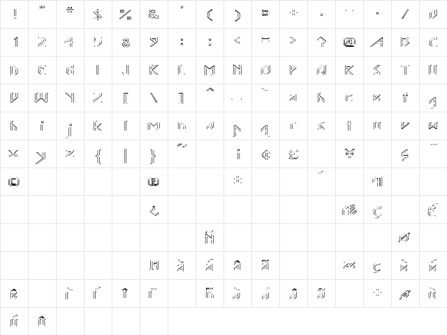 Angles 4 Regular  glyph index