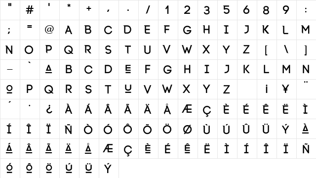 Lexlox Regular  glyph index