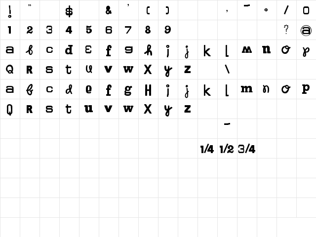Elise Regular  glyph index