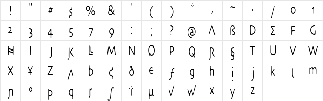 DesertCryptCondensed Regular  glyph index