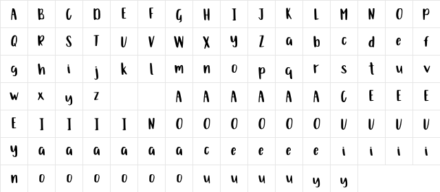 Blackmoon Regular  glyph index