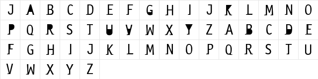New Regular  glyph index