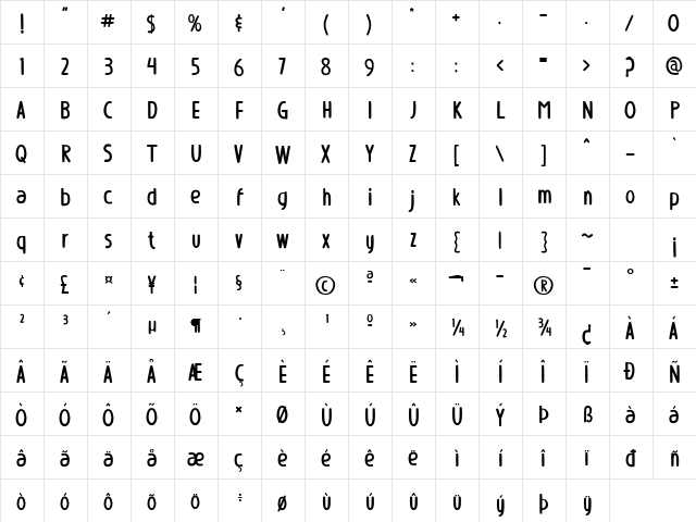 Cherry Caramel Regular  glyph index