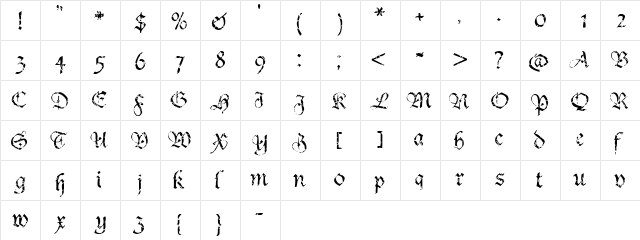 Crumble Regular  glyph index