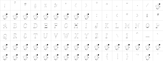 BearlyAFont Regular  glyph index