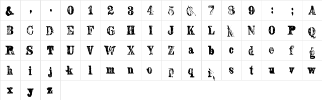 SextonSerif Regular  glyph index