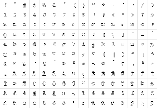FZ DIGITAL 3 HOLLOW Normal  glyph index