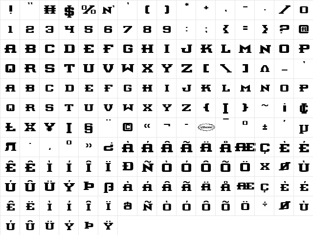Interceptor Expanded Expanded  glyph index