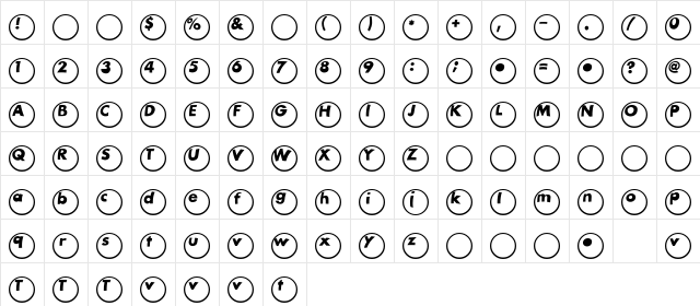Ball Regular  glyph index