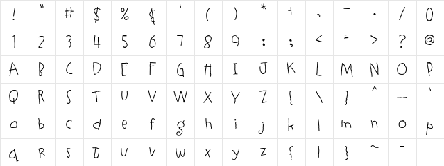 CK Potty Training Regular  glyph index