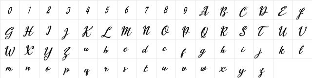 Billy Scriptian Billy Scriptian  glyph index