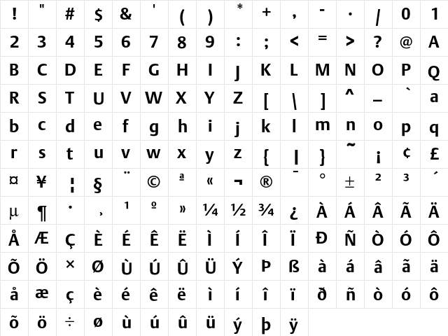 DTL Argo T Bold  glyph index