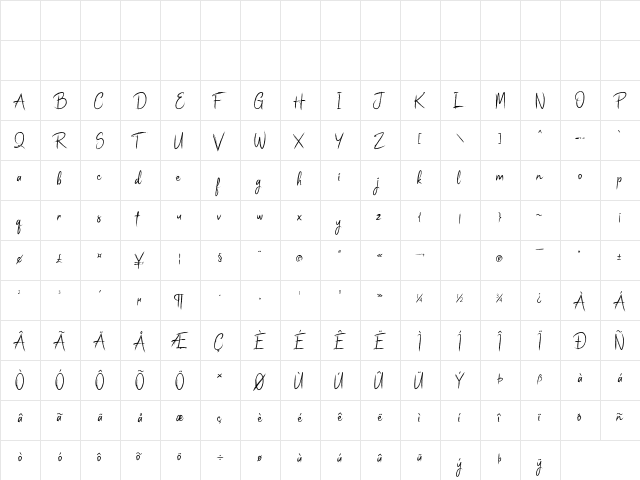 Magzwell Regular  glyph index