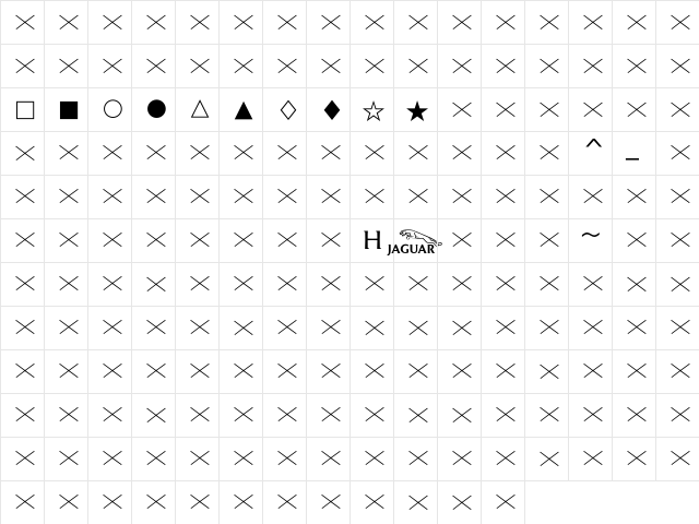 JaguarJC Pi  glyph index