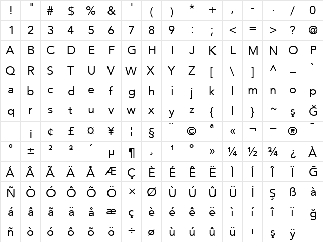 Avenue T. Normal  glyph index