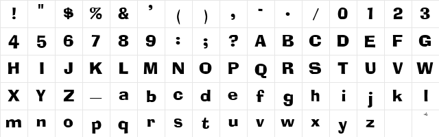 Blaster Normal  glyph index