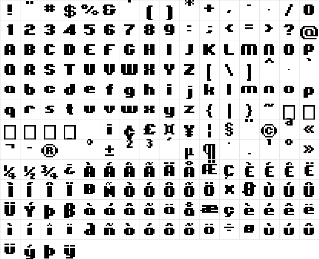 01EnergetixSmallRound Bold  glyph index