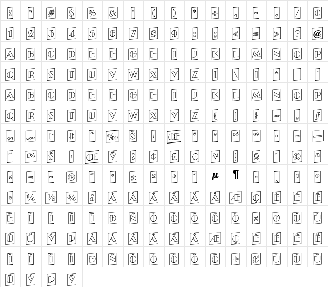 a_BentoCmOtlUp Regular  glyph index