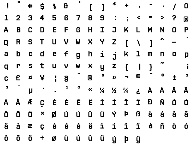 CPMono_v07 Bold  glyph index