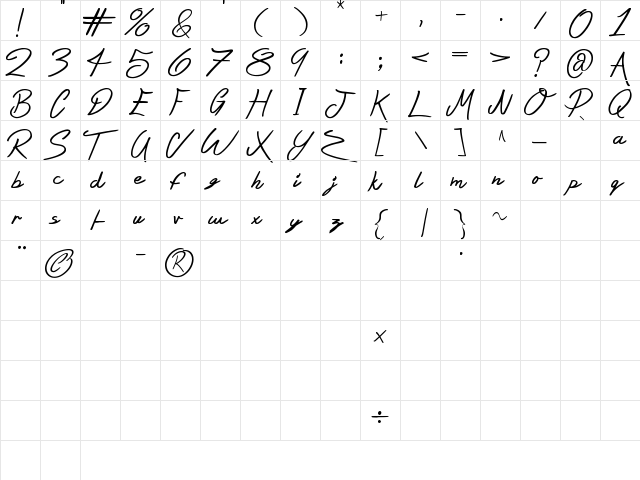 Silent Reaction Regular  glyph index
