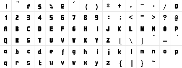 DFZongYiW9U-B5 Regular  glyph index
