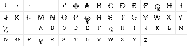 Poker Kings Regular  glyph index