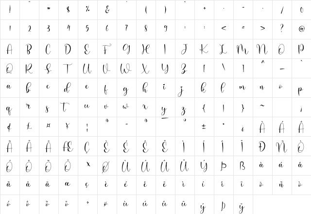 Haiskey Regular  glyph index
