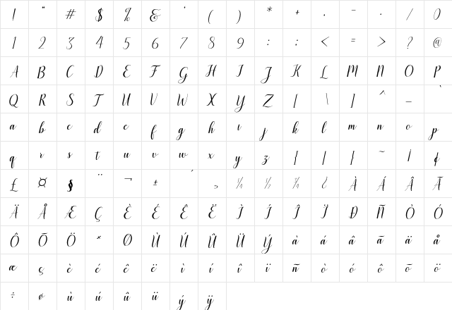attention Regular  glyph index