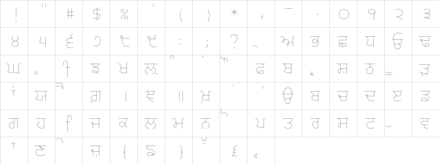Gurvetica a0 Ultra Thin Thin  glyph index