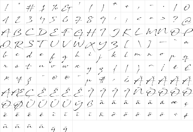 Sand Dunes Regular  glyph index