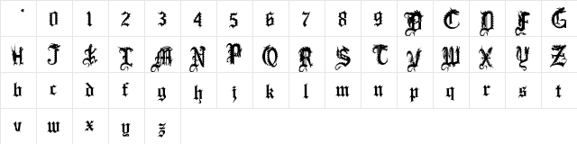 DRAGONSx Regular  glyph index