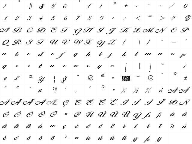 Larisima Regular  glyph index