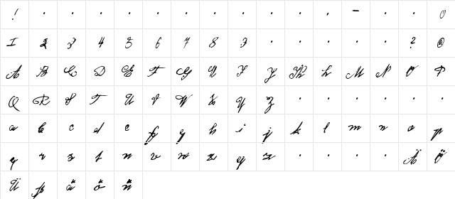 Koenigsbrueck Regular  glyph index
