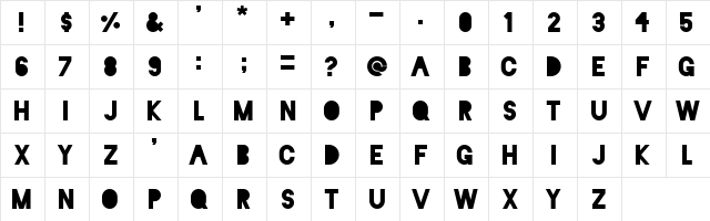 Blackout Midnight  glyph index