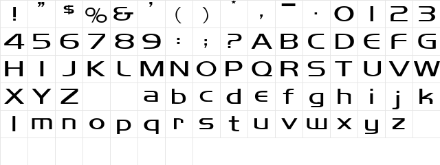 MikityExtended Regular  glyph index