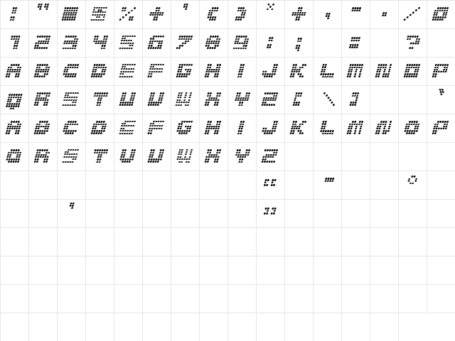 MedLedItalic Regular  glyph index