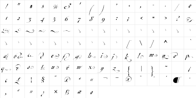 EscritaFinal Regular  glyph index