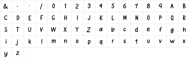 Vanilla Twilight Regular  glyph index