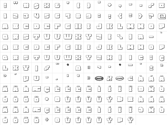 Kittrick 3D Regular  glyph index