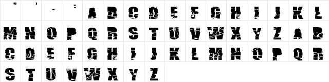 Broken74 Regular  glyph index