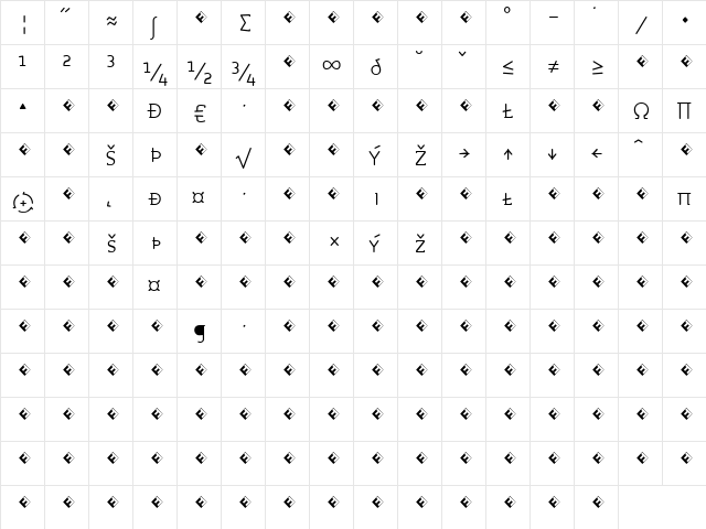 Roice-LightSCExpert Regular  glyph index
