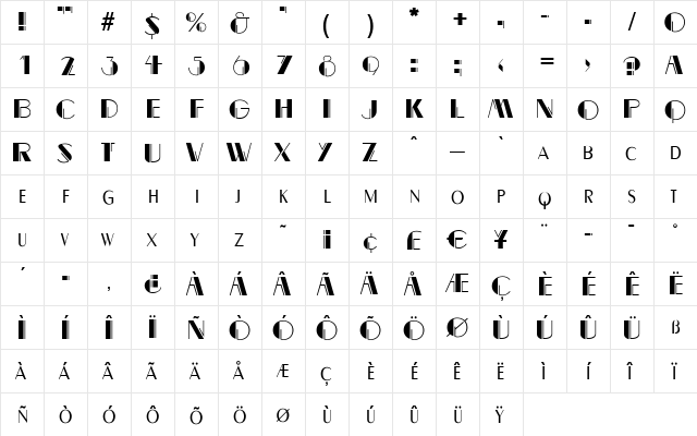 MaryBecker Regular  glyph index