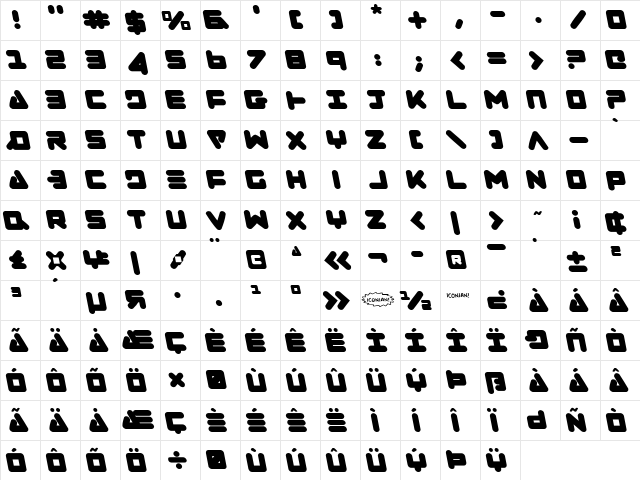 Zealot Leftalic Italic  glyph index