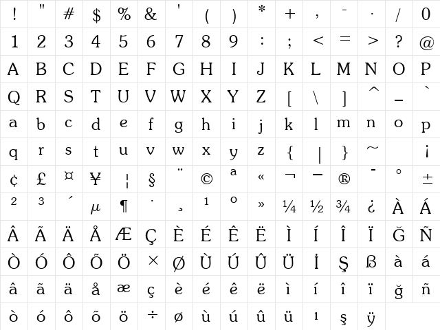 00674 Regular  glyph index