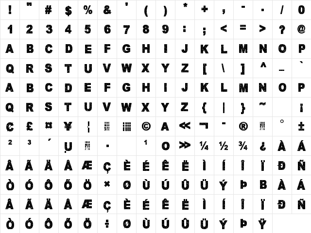 Keskiyon Lumisade Regular  glyph index