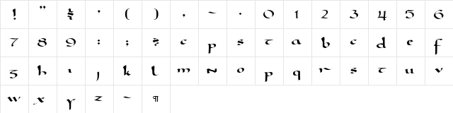 CallifontsC21PostScript Regular  glyph index