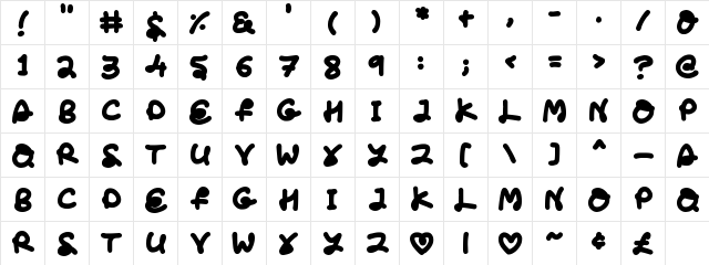 Love The Fonts Regular  glyph index
