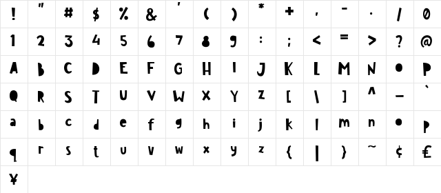 jungle roar Regular  glyph index